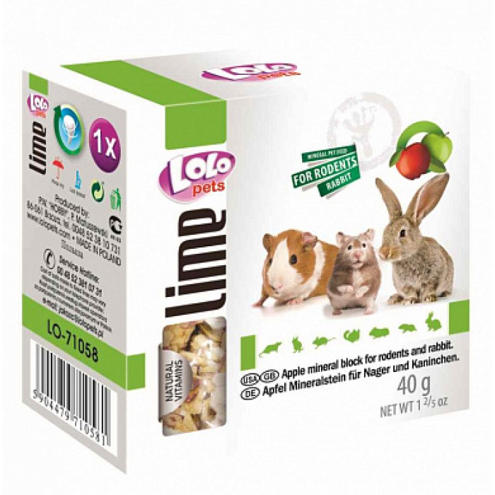 Lolopets Минеральный камень для грызунов яблоко 40г